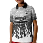 Personalized Penrith Panthers Kid Polo Shirt Y2K Grunge Aesthetic With Cyber Flames and Starburst Graphics