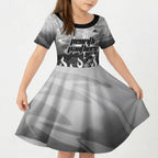 Personalized Penrith Panthers Kid Short Sleeve Dress Y2K Grunge Aesthetic With Cyber Flames and Starburst Graphics