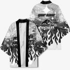 Personalized Penrith Panthers Kimono Y2K Grunge Aesthetic With Cyber Flames and Starburst Graphics