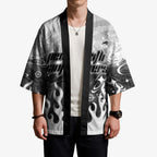 Personalized Penrith Panthers Kimono Y2K Grunge Aesthetic With Cyber Flames and Starburst Graphics