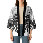 Personalized Penrith Panthers Kimono Y2K Grunge Aesthetic With Cyber Flames and Starburst Graphics