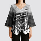 Personalized Penrith Panthers Kimono Sleeve Blouse Y2K Grunge Aesthetic With Cyber Flames and Starburst Graphics