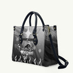 Personalized Penrith Panthers Leather Bag Y2K Grunge Aesthetic With Cyber Flames and Starburst Graphics
