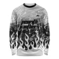 Personalized Penrith Panthers Long Sleeve Shirt Y2K Grunge Aesthetic With Cyber Flames and Starburst Graphics