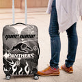 Personalized Penrith Panthers Luggage Cover Y2K Grunge Aesthetic With Cyber Flames and Starburst Graphics
