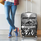 Personalized Penrith Panthers Luggage Cover Y2K Grunge Aesthetic With Cyber Flames and Starburst Graphics