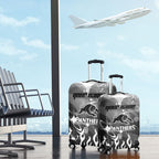 Personalized Penrith Panthers Luggage Cover Y2K Grunge Aesthetic With Cyber Flames and Starburst Graphics