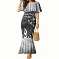 Personalized Penrith Panthers Mermaid Dress Y2K Grunge Aesthetic With Cyber Flames and Starburst Graphics