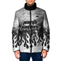 Personalized Penrith Panthers Padded Jacket Y2K Grunge Aesthetic With Cyber Flames and Starburst Graphics