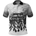 Personalized Penrith Panthers Polo Shirt Y2K Grunge Aesthetic With Cyber Flames and Starburst Graphics