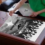 Personalized Penrith Panthers Puzzle Y2K Grunge Aesthetic With Cyber Flames and Starburst Graphics