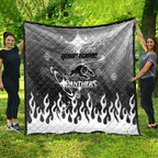 Personalized Penrith Panthers Quilt Y2K Grunge Aesthetic With Cyber Flames and Starburst Graphics