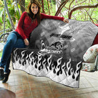 Personalized Penrith Panthers Quilt Y2K Grunge Aesthetic With Cyber Flames and Starburst Graphics