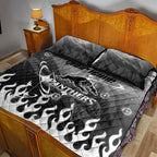 Personalized Penrith Panthers Quilt Bed Set Y2K Grunge Aesthetic With Cyber Flames and Starburst Graphics