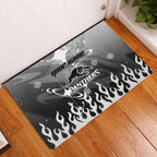 Personalized Penrith Panthers Rubber Doormat Y2K Grunge Aesthetic With Cyber Flames and Starburst Graphics