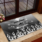 Personalized Penrith Panthers Rubber Doormat Y2K Grunge Aesthetic With Cyber Flames and Starburst Graphics