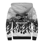 Personalized Penrith Panthers Sherpa Hoodie Y2K Grunge Aesthetic With Cyber Flames and Starburst Graphics