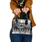 Personalized Penrith Panthers Shoulder Handbag Y2K Grunge Aesthetic With Cyber Flames and Starburst Graphics