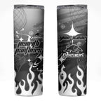 Personalized Penrith Panthers Skinny Tumbler Y2K Grunge Aesthetic With Cyber Flames and Starburst Graphics
