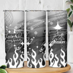 Personalized Penrith Panthers Skinny Tumbler Y2K Grunge Aesthetic With Cyber Flames and Starburst Graphics