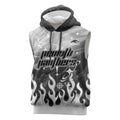 Personalized Penrith Panthers Sleeveless Hoodie Y2K Grunge Aesthetic With Cyber Flames and Starburst Graphics