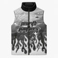 Personalized Penrith Panthers Sleeveless Puffer Jacket Y2K Grunge Aesthetic With Cyber Flames and Starburst Graphics