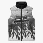 Personalized Penrith Panthers Sleeveless Puffer Jacket Y2K Grunge Aesthetic With Cyber Flames and Starburst Graphics