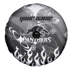 Personalized Penrith Panthers Spare Tire Cover Y2K Grunge Aesthetic With Cyber Flames and Starburst Graphics