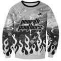 Personalized Penrith Panthers Sweatshirt Y2K Grunge Aesthetic With Cyber Flames and Starburst Graphics