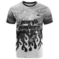 Personalized Penrith Panthers T Shirt Y2K Grunge Aesthetic With Cyber Flames and Starburst Graphics