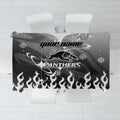 Personalized Penrith Panthers Tablecloth Y2K Grunge Aesthetic With Cyber Flames and Starburst Graphics
