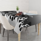 Personalized Penrith Panthers Tablecloth Y2K Grunge Aesthetic With Cyber Flames and Starburst Graphics
