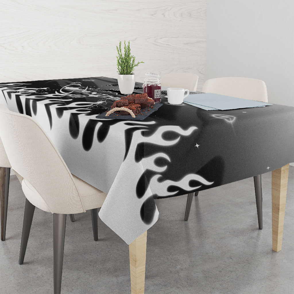 Personalized Penrith Panthers Tablecloth Y2K Grunge Aesthetic With Cyber Flames and Starburst Graphics