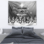Personalized Penrith Panthers Tapestry Y2K Grunge Aesthetic With Cyber Flames and Starburst Graphics