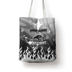 Personalized Penrith Panthers Tote Bag Y2K Grunge Aesthetic With Cyber Flames and Starburst Graphics