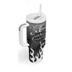Personalized Penrith Panthers Tumbler With Handle Y2K Grunge Aesthetic With Cyber Flames and Starburst Graphics