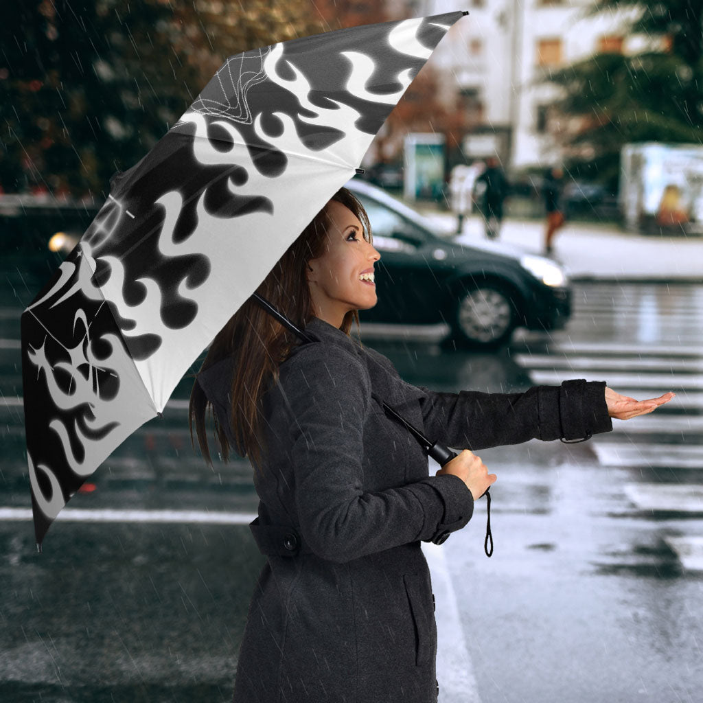 Personalized Penrith Panthers Umbrella Y2K Grunge Aesthetic With Cyber Flames and Starburst Graphics