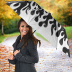 Personalized Penrith Panthers Umbrella Y2K Grunge Aesthetic With Cyber Flames and Starburst Graphics