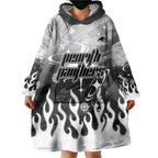 Personalized Penrith Panthers Wearable Blanket Hoodie Y2K Grunge Aesthetic With Cyber Flames and Starburst Graphics