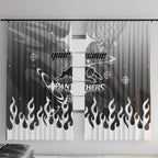 Personalized Penrith Panthers Window Curtain Y2K Grunge Aesthetic With Cyber Flames and Starburst Graphics