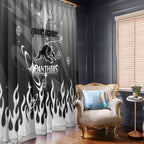 Personalized Penrith Panthers Window Curtain Y2K Grunge Aesthetic With Cyber Flames and Starburst Graphics