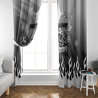 Personalized Penrith Panthers Window Curtain Y2K Grunge Aesthetic With Cyber Flames and Starburst Graphics