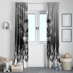 Personalized Penrith Panthers Window Curtain Y2K Grunge Aesthetic With Cyber Flames and Starburst Graphics