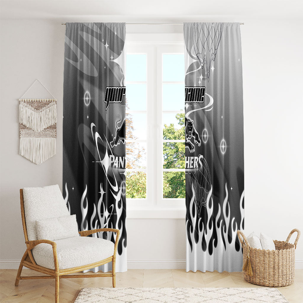 Personalized Penrith Panthers Window Curtain Y2K Grunge Aesthetic With Cyber Flames and Starburst Graphics