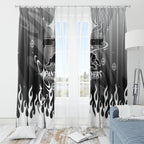 Personalized Penrith Panthers Window Curtain Y2K Grunge Aesthetic With Cyber Flames and Starburst Graphics
