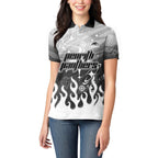 Personalized Penrith Panthers Women Polo Shirt Y2K Grunge Aesthetic With Cyber Flames and Starburst Graphics