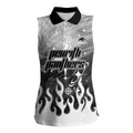 Personalized Penrith Panthers Women Sleeveless Polo Shirt Y2K Grunge Aesthetic With Cyber Flames and Starburst Graphics