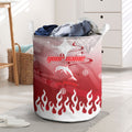 Personalized Dolphins Laundry Basket Y2K Grunge Aesthetic With Cyber Flames and Starburst Graphics