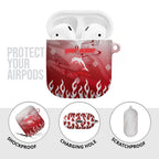 Personalized Dolphins AirPods Case Y2K Grunge Aesthetic With Cyber Flames and Starburst Graphics