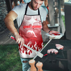 Personalized Dolphins Apron Y2K Grunge Aesthetic With Cyber Flames and Starburst Graphics